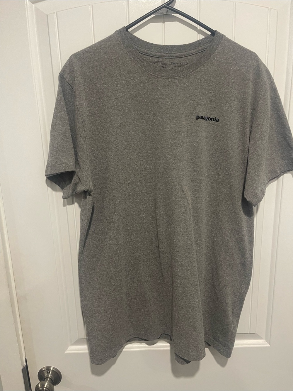 Patagonia Gray Short-Sleeve Crew Tee with Small Logo Front/Large Back